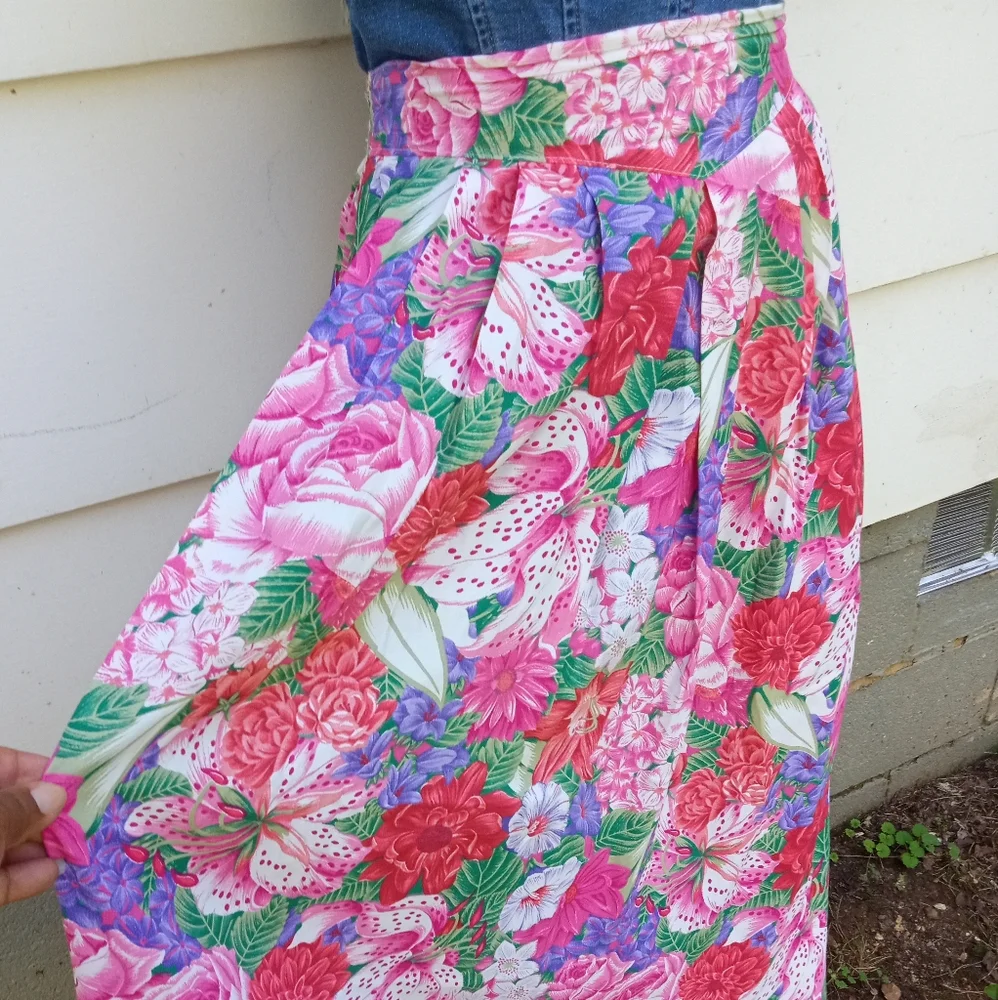 Vintage Plus Size Floral Print Skirt - Picture 7 of 7